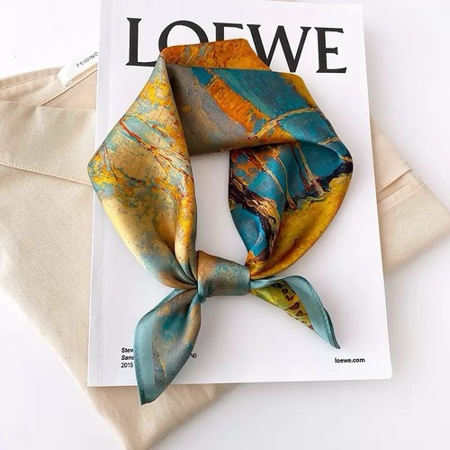 100 silk scarf women vintage - 100%,